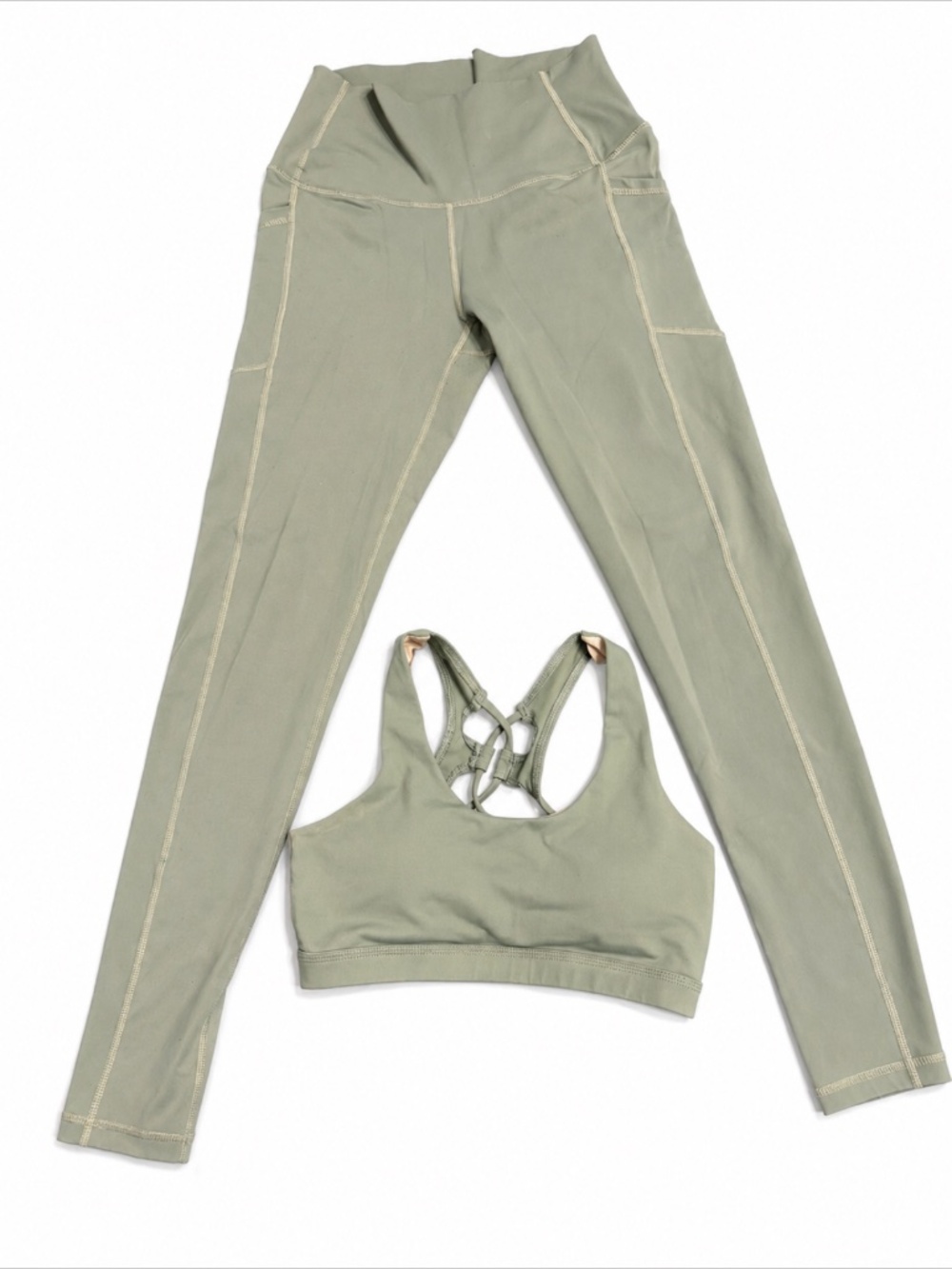 Buffbunny Collection Olive Green Leggings & Sports Bra Set Size Small